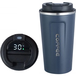 Thermosfles met temperatuur display - Thermosbeker - Travel Mug - Thermosfles - Blauw - 380 ML - Dubbelwandige Thermosfles - Koffiebeker - Thermoskan