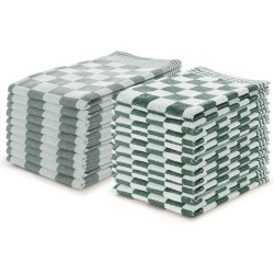 Theedoeken en Keukendoeken Set Donker Groen - set van 20 – Geblokt – Blokdoeken – 100% katoen – 10 Horeca Theedoeken – 65x65cm - 10 Keukendoeken - 50x50cm