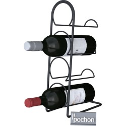 Pochon Home - Wijnrek Metaal - 4 Flessen - Wijnrek Zwart - Wijnhouder - Flessenrek - 21x12x43,5 cm