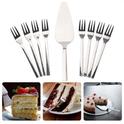 Cheqo® 9-Delige Taartset - 8 Gebaksvorkjes (15 cm) - 1 Taartschep (23 cm) - Cakeschep met Taartvorken