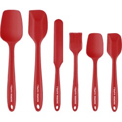 George Napoli Siliconen spatel set 6x Rood | Pannenlikker | Lepel | Keukengerei | BBQ Accesoires | Oliekwast | Keukengerei set