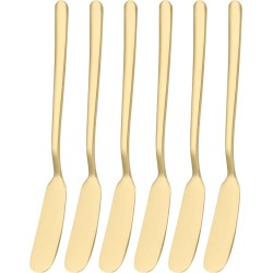 House of Husk Botermesjes Set - Goud - RVS - Botermes - Smeermessen - Tapas Mesjes - 6 Stuks