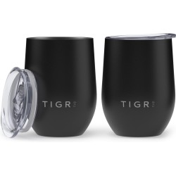 TIGR Cups - Drinkbekers - Thermosbekers - RVS - Set van 2 - 350ml - Zwart