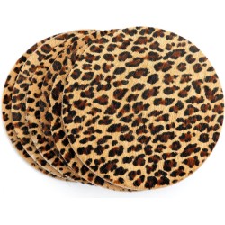 Koeienhuid onderzetters - cheeta/panter/leopard - 6 stuks - bruin/zwart - Lindian style