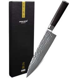 Shinrai Japan - Japans Koksmes 20 cm - Koksmes - Damascus Mes - Hammered Damast BR - Met Luxe Geschenkdoos