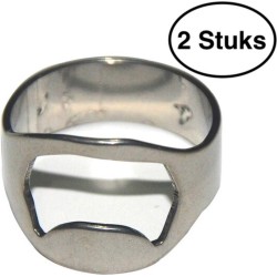 Bier open ring - 2 stuks -  Bier opener - Flesopener - 22 mm - Bar accessoires - Roest Vrij staal - RVS