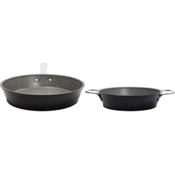 Serenk Excelence 2-delige granieten pannenset, granieten pan, serveerpan, antiaanbaklaag