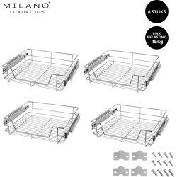 Milano Luxurious®- Schuiflades keukenkast – Lade Organizer – Draadmanden – Opberger - Opbergsysteem – 45 cm – 6 stuks