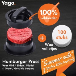 Hamburger Pers incl. 100x wax vellen | Groot/Gevuld en Klein/Sliders | 100x Wax papier | BBQ | Sliders | Koken | Barbecue of Grill | Accessoires | Burger Press | Hamburgermaker |  Zelf maken |  Lekker | Vers maken |  Barbecueen |  BBQ Tool