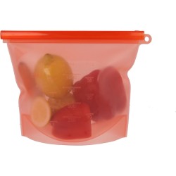 Siliconen bewaarzakjes - Herbruikbare boterhamzakjes - Set van 2 - Rood - 1000ml - Vaatwasbestendig, Magnetronbestendig, Vriezerbestendig