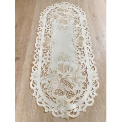 Kerst- Tafelkleed Creme met Kaarsen en bellen - Loper 110 cm