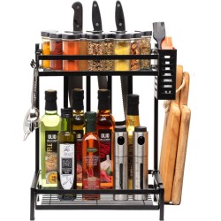 Pazzo Goods - Keuken Organizer - Keukenrek - Zwart - Metaal - 2 laags - Multifunctioneel - Zwart -