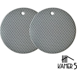 Pannen Onderzetters - Grijs - Set 2 stuks - Siliconen - Honingraat Ø18 cm Anti Slip