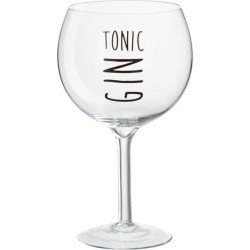 Gin glas met tekst , zwart opschrift . Set van 2 glazen gin tonic . Jolipa / j-line