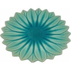 Bord - Presenteerschaal - Presenteerblad - Bloemvormige schaal - Handgemaakt en geschilderd - Turquoise - 27 cm ( 2 stuks)