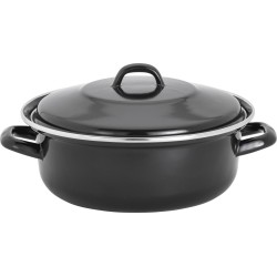 Lite-Body - Emaille - Magnus Braadpan 24cm/2,5l met deksel - Zwart - Inductie