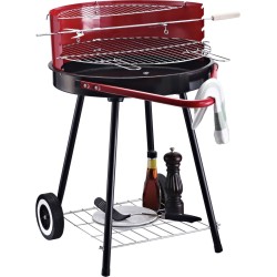 Medina Aston Lake Charcoal Grill On Wheels - Rood, Zwart - Metaal - 27,56 cm x 20,08 cm x 29,72 cm