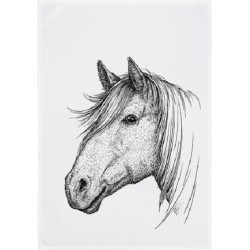 Theedoek paard wit 50x70 cm