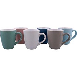 Koffiekopjes set van 6 - 18cl - Pastelkleuren - Aardewerk - Koffiemok - Coffee Masters