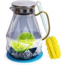 IRONABLE Glazen karaf, glazen karaf met deksel, borosilicaatglas, waterkaraf, glazen kan met deksel, puur handwerk, 50 ml)