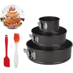 Viilich Cake Pan Set, Non-stick Lekvrij 3 Stuk Cake Pan Bakpan Cheesecake Pan Springvorm Pan Set Met 100 Stuks Perkamentpapier Liner 1 Olieborstel 1 Spatel