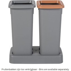 Plafor Fit Bin prullenbak standaard 2x20L - Plastic standaard voor 2 afvalbakken – Afval scheiden en recyclen - Vuilnisbakhouder