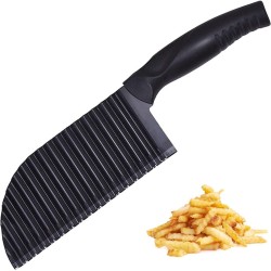 Roestvrij staal Crinkle Cutter, Wave Mes, French Fry Slicer, Potato Chips Wave Mes, Hand Held Crinkle Cutter, Aardappel Golfmes voor thuis, Keuken, Restaurant, Potato Chippers (Zwart)