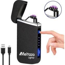 MELTAZO Elektrische Aansteker, Electric Lighter USB Oplaadbare Arc Aanstekers, Briquet Électrique USB, Aansteker Elektrisch, Touch Sensor, Winddicht, Elektronische Aansteker Oplaadbare voor Sigaretten Camping Kaarsen in Geschenkpakket (Mat Zwart)