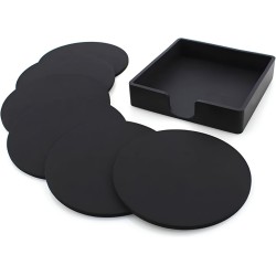 Onderzetter Voor Glazen - Onderzetters Siliconen - Drink Onderzetters - Onderzetters set - Zwart - Set van 6 - SEVEND®