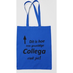 Katoenen tas voor collega's - Geweldige Collega - Cadeautip - kado - blauw met zwarte tekst