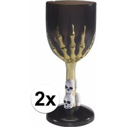 Halloween - 2x Halloween wijnglas zwart