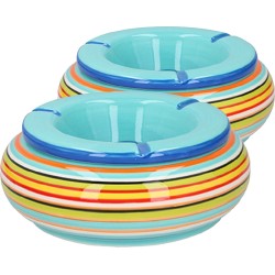 G.Wurm - Storm asbak - 2st - keramiek - blauw/multi-kleur - 17 x 8 cm