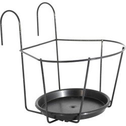 ARTEVASI balkon pannenlap met schotel - 16 x 16 cm - antracietgrijs