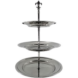 3-Tier Rond Bord 30x30x48cm W/Lelie zilver