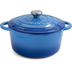 Nuovva Gietijzeren Braadpan antiaanbaklaag met deksel – Sudderpan Donker Blauw - Rond - Ø24 cm - 4,7 liter - 100% PFAS & PFOA vrij - Geschikt voor alle warmtebronnen - Elektrisch - Gas - Halogeen - Inductie – Keramisch