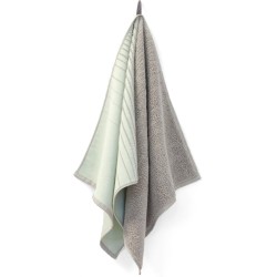 TweeDoek - mintgroen & warmgrijs - design handdoek en theedoek in één! - Biologisch katoen