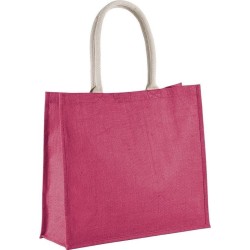 Jute fuchsia roze shopper/boodschappen tas 42 cm - Stevige boodschappentassen/shopper bag