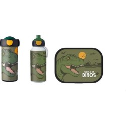 DINO Lunchset 3 Delig Voordeelset Broodtrommel, Pop-up beker en schoolbeker