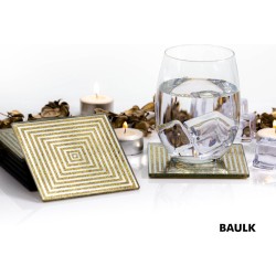 Onderzetters voor glazen - Onderzetters - Glas - Luxe design - Vierkant - Goud - Zilver - Set 8 - BAULK®