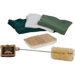 CC Hansen flessenborstel set - 1 x flessenborstel - 3 x gebreide vaatdoekjes - 1 x afwasspons natuurlijk cellulose & Loofah - plasticvrij