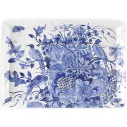 Dienblaadje, Mini 21 x 14 cm, Delfts blauwe vogels, tegeltableau Rijksmuseum