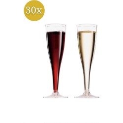 Champagneglazen - 30 stuk(s) - 135ml - Chique - Plastic - Glazen - Transparant - Kunststof - Kerst Servies