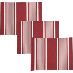 kleurmeester.nl | Placemats 2 stuks Yvonne - Katoen-linnen | 50 cm x 37 cm | Rood / Wit Gestreept | Kerst tafellinnen