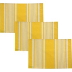 kleurmeester.nl | Placemats afwasbaar 2 stuks Yvonne - Katoen-linnen | 50 cm x 37 cm | Geel / Wit Gestreept