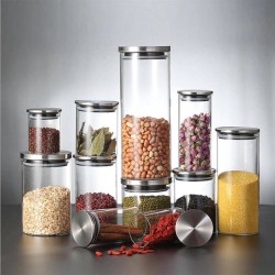 IGOODS - Voorraadpotten 4 stuks luchtdicht met chroom deksel - borosilicaatglas