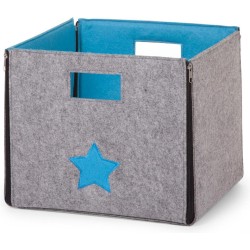 Childhome - Vilten Opbergbak Ster 32x32x30 cm - Grijs en Turquoise