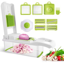 Groentesnijder - Multi Functionele - Mandoline Keukensnijder - wit/groen - Keukenmachine - Snijmachine - Rasp - wit/groen - Keuken Accessoires