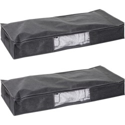 2x Stuks dekbed/kussen opberghoes antraciet grijs met vacuumzak 100 x 45 x 15 cm - Dekbedhoes - Beschermhoes