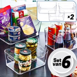 Keukenkastorganizer Set van 6 emhouse 2x3L-2x5L-2x7L Koelkast organizer koelkast bakjes bewaar doos Transparant