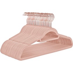Hoppa! fluwelen kleerhanger, 30 stuks, anti-slip, jashanger, draaibare haak in rosegoud, ruimtebesparend, voor jassen, shirts, rokken, broeken en stropdassen, lichtroze